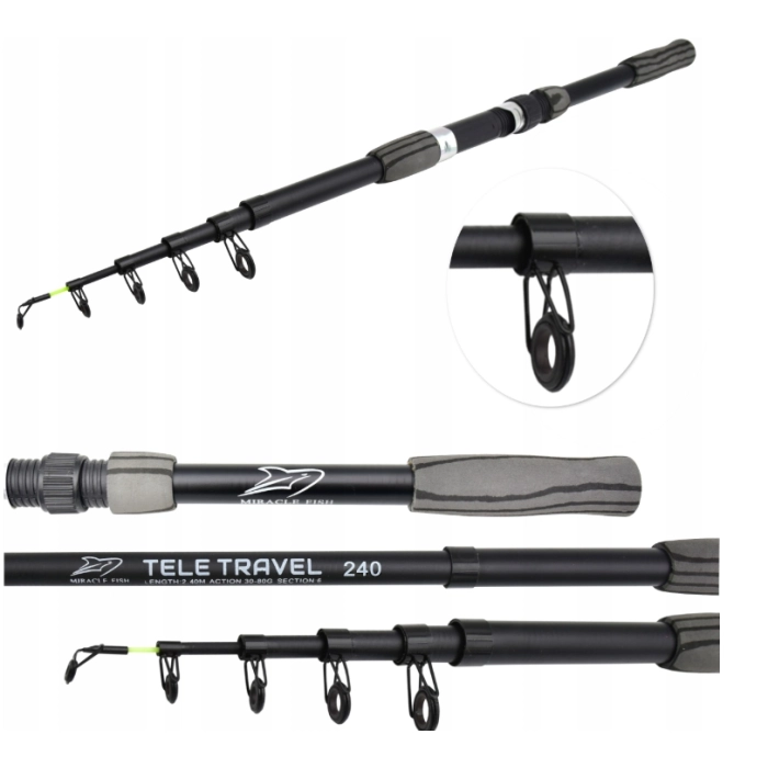 WĘDKA SZARA TELESKOPOWA 2,4M